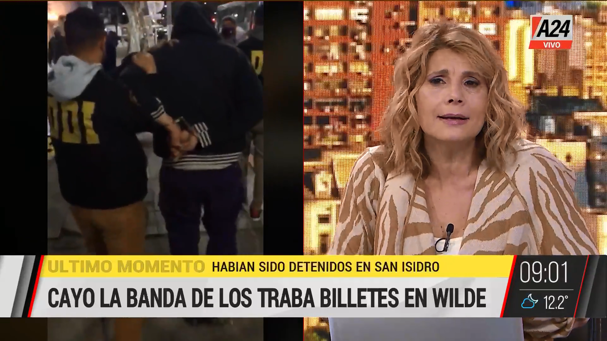 Pescadores de billetes: cayó un integrante de la banda en Wilde. (Captura de Tv)