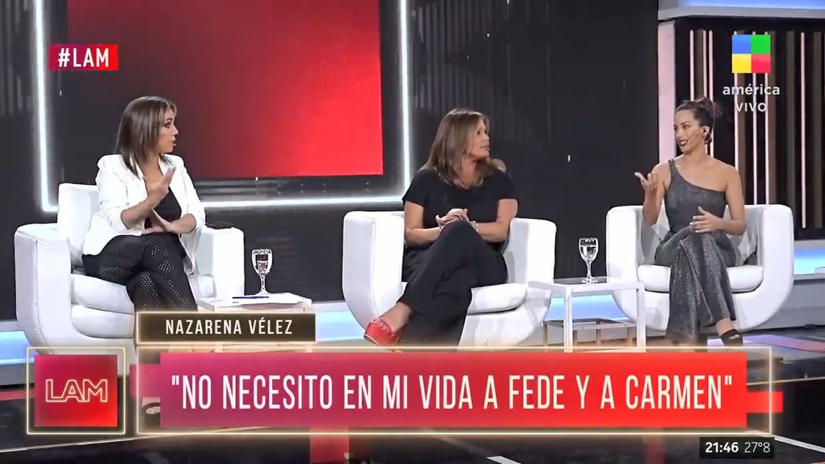 Nazarena Vélez dejó en claro desde LAM (América TV) que no tiene interés alguno en acercarse a Carmen Barbieri y su hijo, Fede Bal. 