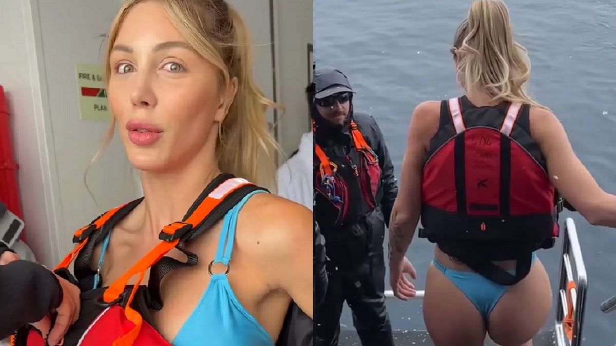 Impactante video! Romina Malaspina se tiró de cabeza al agua helada de la  Antártida