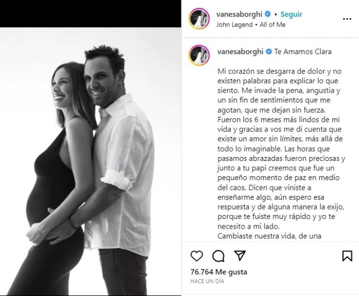 "Mi corazón se desgarra de dolor": El doloroso último adiós tras la pérdida de su bebé de la conductora y modelo Vanesa Borghi