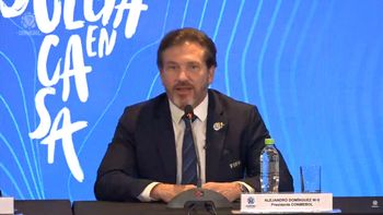 Aejandro Domínguez, presidente de Conmebol, y un confuso mensaje sobre el mundial 2030 (Foto: captura de TV). Aejandro Domínguez, presidente de Conmebol, y un confuso mensaje sobre el mundial 2030 (Foto: captura de TV).