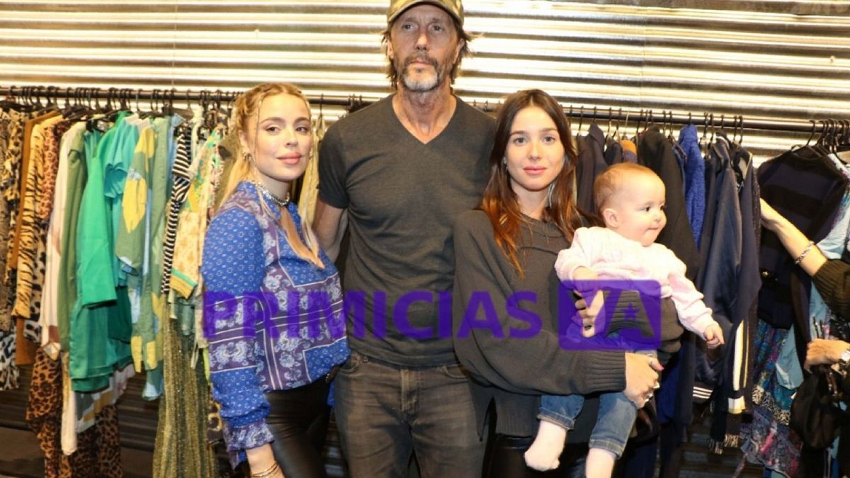 Lucía y Eduardo Celasco junto a su actual pareja Florencia Fiorini y la bebé de 10 meses, Aurora