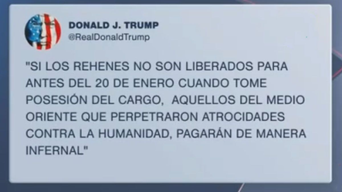 La advertencia de Donald Trump a Hamas por la liberaci&oacute;n de los rehenes. (Foto: red social de Trump)