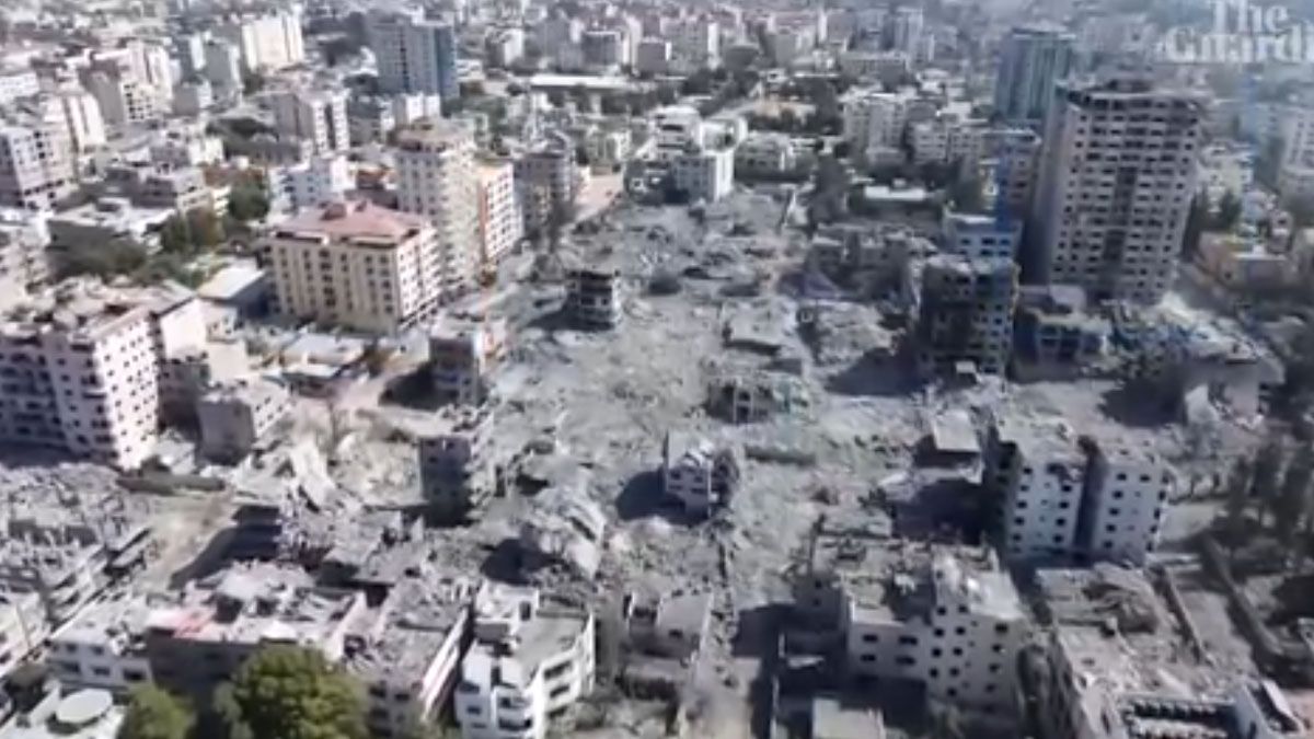 Gaza, la ciudad capital de la Franja. Tenía 500.000 habitantes en 2023. Hoy está destruida en más del 80%. (Foto: Captura de TV)