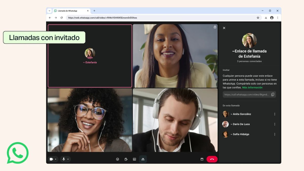 WhatsApp ahora permite invitar a cualquier persona a una llamada: sin cuenta