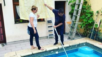 Carmela Bárbaro y Luis Bremer, emprendedores: ahora limpian piletas