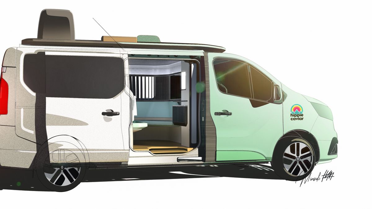La flexibilidad de este modo de viaje se combina con la aplicación de limitaciones de salud relacionadas con Covid-19. Renault Design eligió el nuevo Renault Trafic para imaginar una vida nómada con todo el espacio