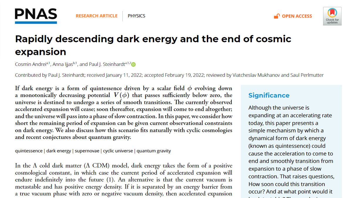 El nuevo c&aacute;lculo de cient&iacute;ficos dice que al universo solo le quedan 65 millones de a&ntilde;os de vida. (Foto: PNAS)