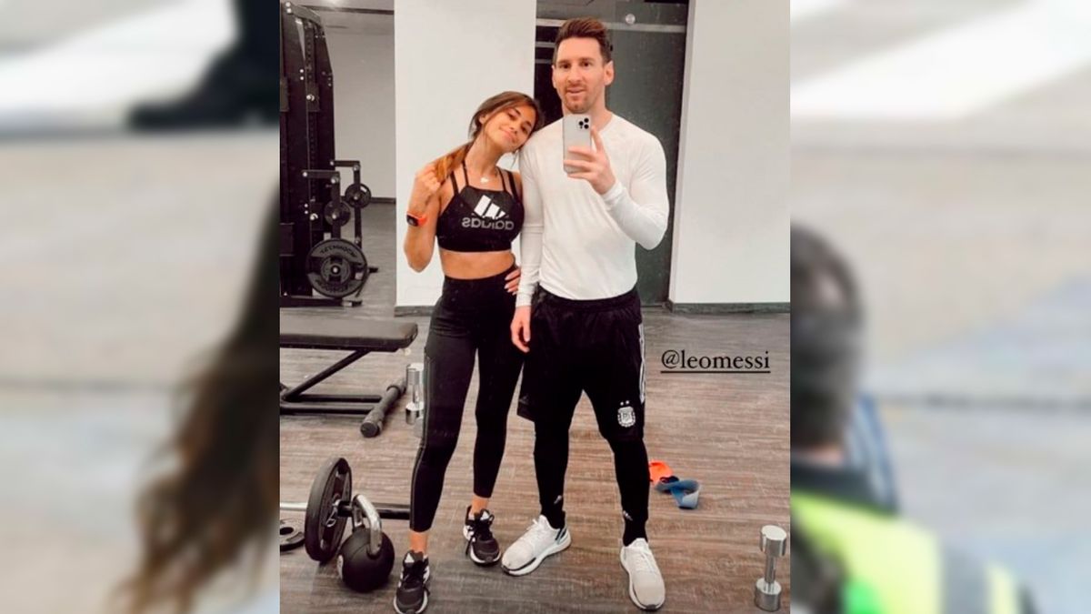 En las redes: Lionel Messi entrenó junto a su mujer, Antonella Roccuzzo. 
