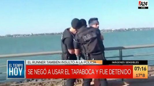Así detuvieron a un runner que se negó a usar tapaboca e insultó a los policías