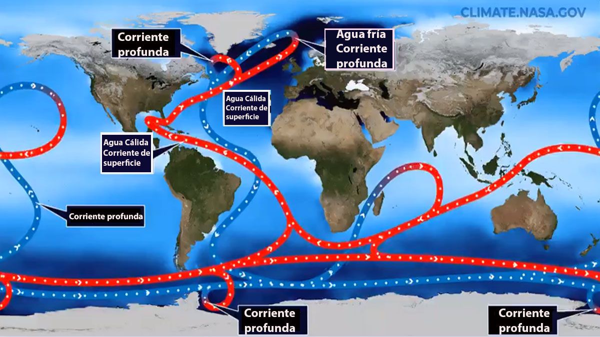 La corriente del Golfo, que modera el clima, comienza a mostrar signos de alarma (Foto: NASA).