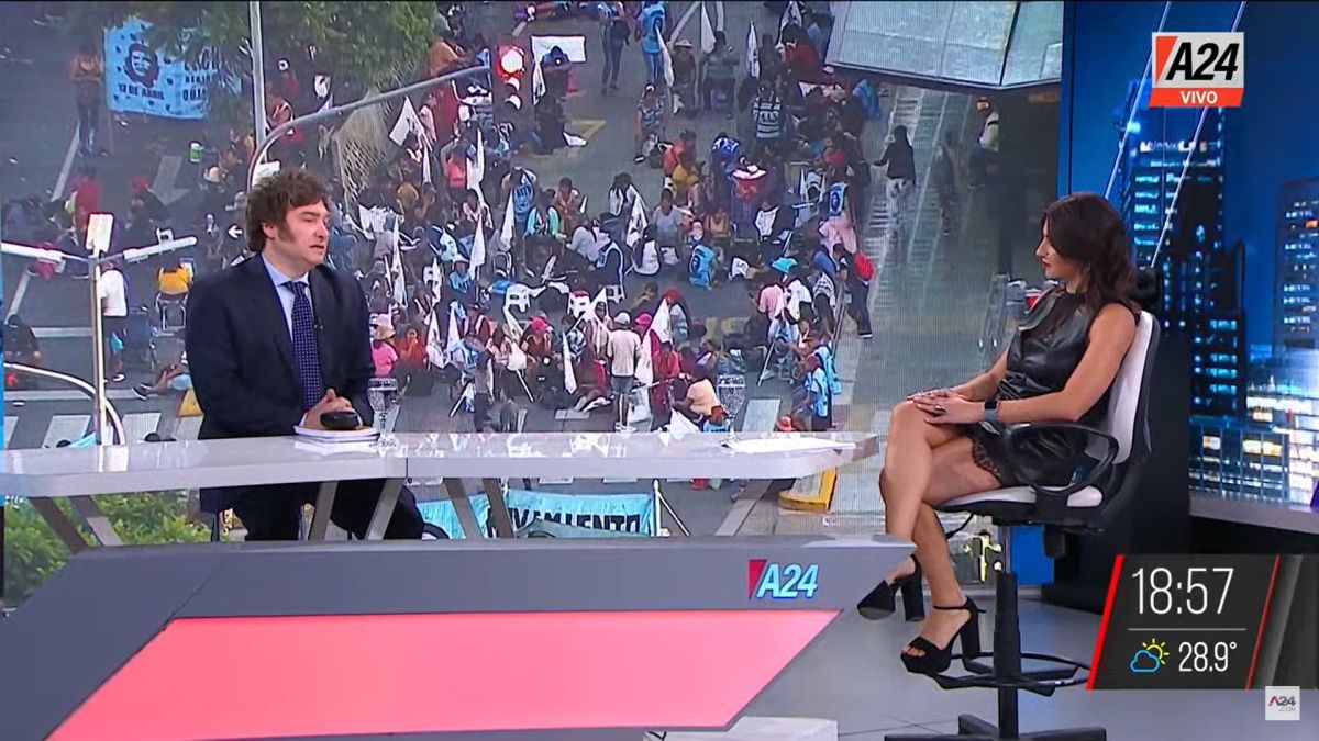 Javier Milei fue entrevistado por la periodista Marcela Pagano en A24 (Foto: Captura).