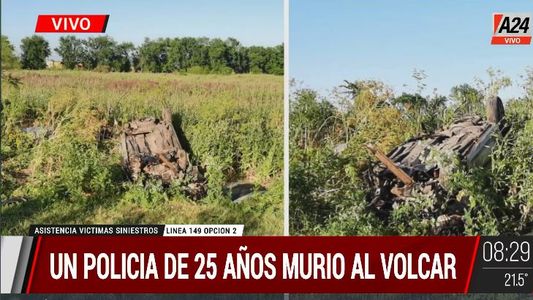 Tragedia en Brandsen: choque y vuelco fatal de un policía
