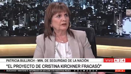 Patricia Bullrich en A24: El acto fue contra Milei y contra el proyecto de gobierno