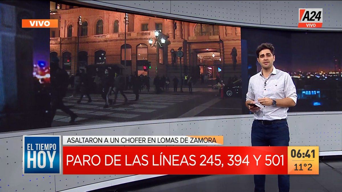 Paro de 3 líneas de colectivos por un hecho de inseguridad en Lomas de Zamora. (Captura de Tv)