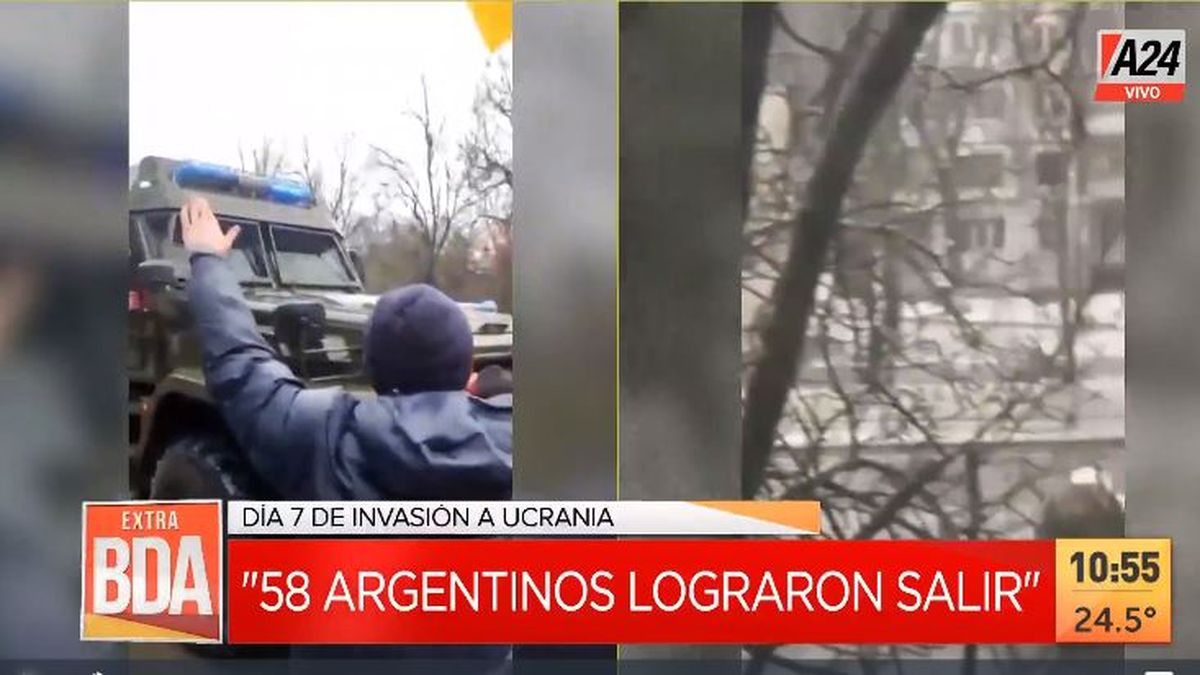 Guerra entre Rusia y Ucrania: 58 argentinos egresaron. (Captura de Tv)