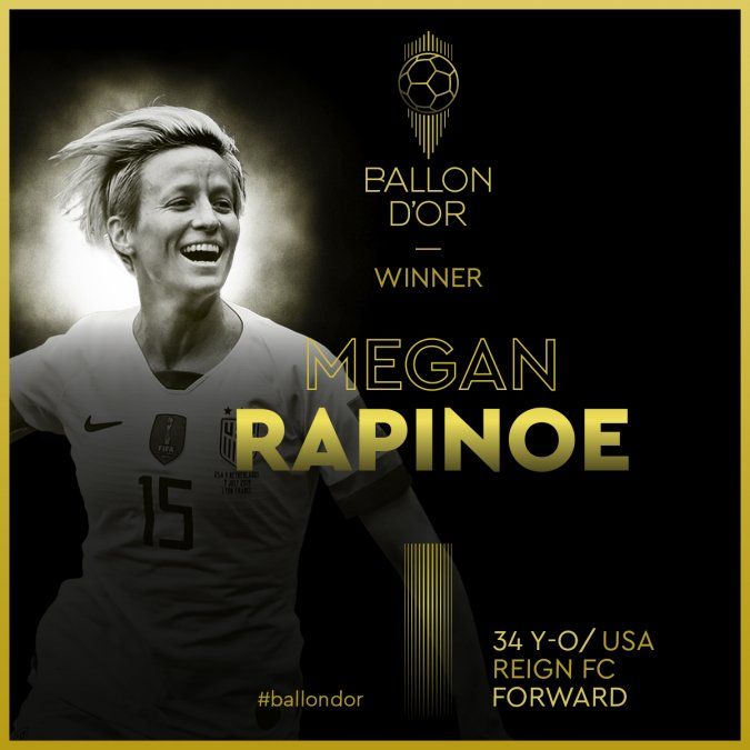Megan Rapinoe ganó el Balón de Oro y se consagró como la mejor jugadora del mundo