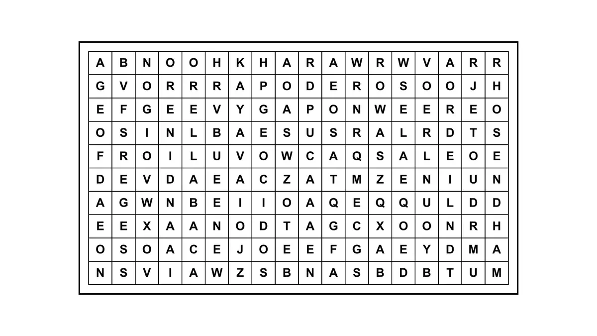 Encontrá la frase escondida en una sopa de letras con letras distribuidas en una matriz