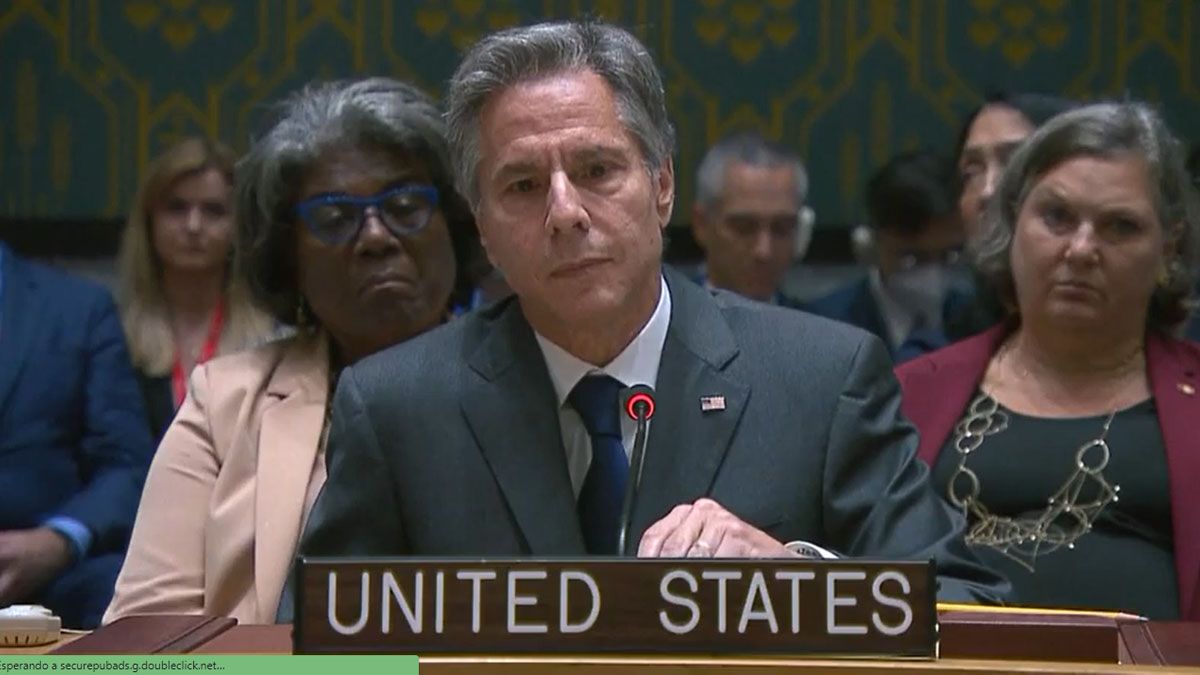 El secretario de Estado de Estaos Unidos, Antony Blinken, el principal crítico en la ONU de la amenaza nuclear de Rusia. (Foto: Gentileza EuroNews)