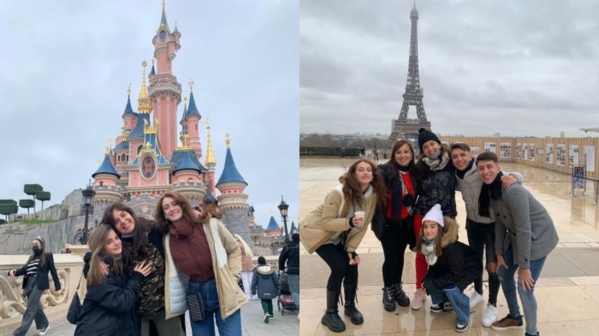 Edith Hermida y sus hijas en Francia.