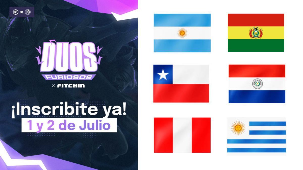 "D&uacute;os Furiosos" solo permite la participaci&oacute;n de jugadores de Argentina, Bolivia, Chile, Paraguay, Per&uacute; y Uruguay.
