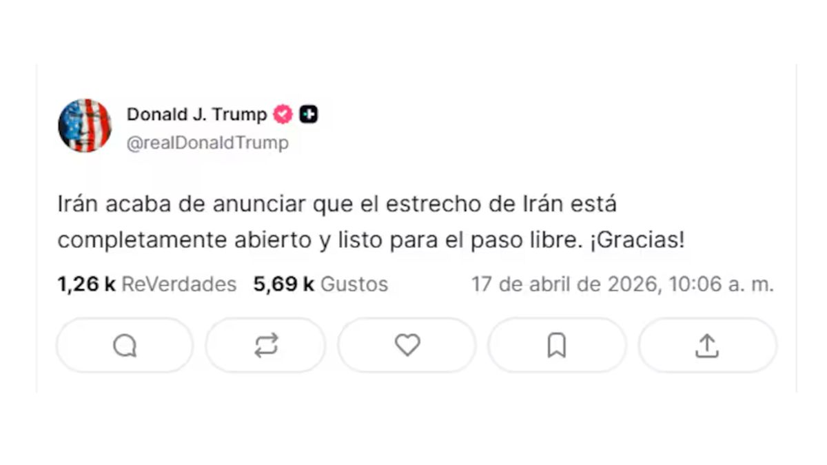 Trump expresó de inmediato su alegría por la reapertura total del estrecho de Ormuz. (foto: Trump en Truth)