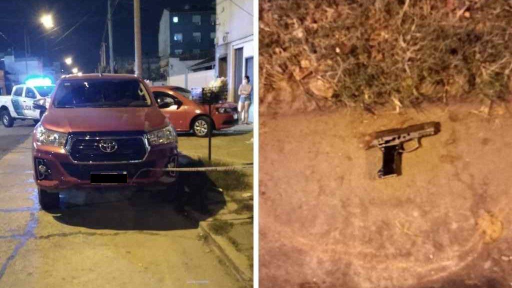 La camioneta que le quisieron robar al Gendarme y el arme encontrada a metros de su casa en San Justo. Foto (fuente: El Litoral)