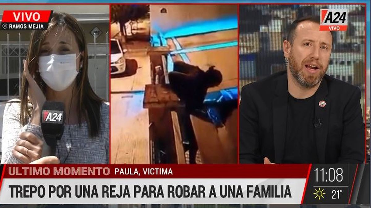 Ramos Mejía: así un ladrón ingresa para robar una casa. (Captura de Tv)
