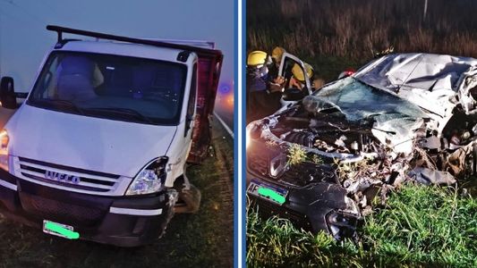 Brutal choque frontal entre una camioneta municipal y un camión en la ruta: una mujer murió