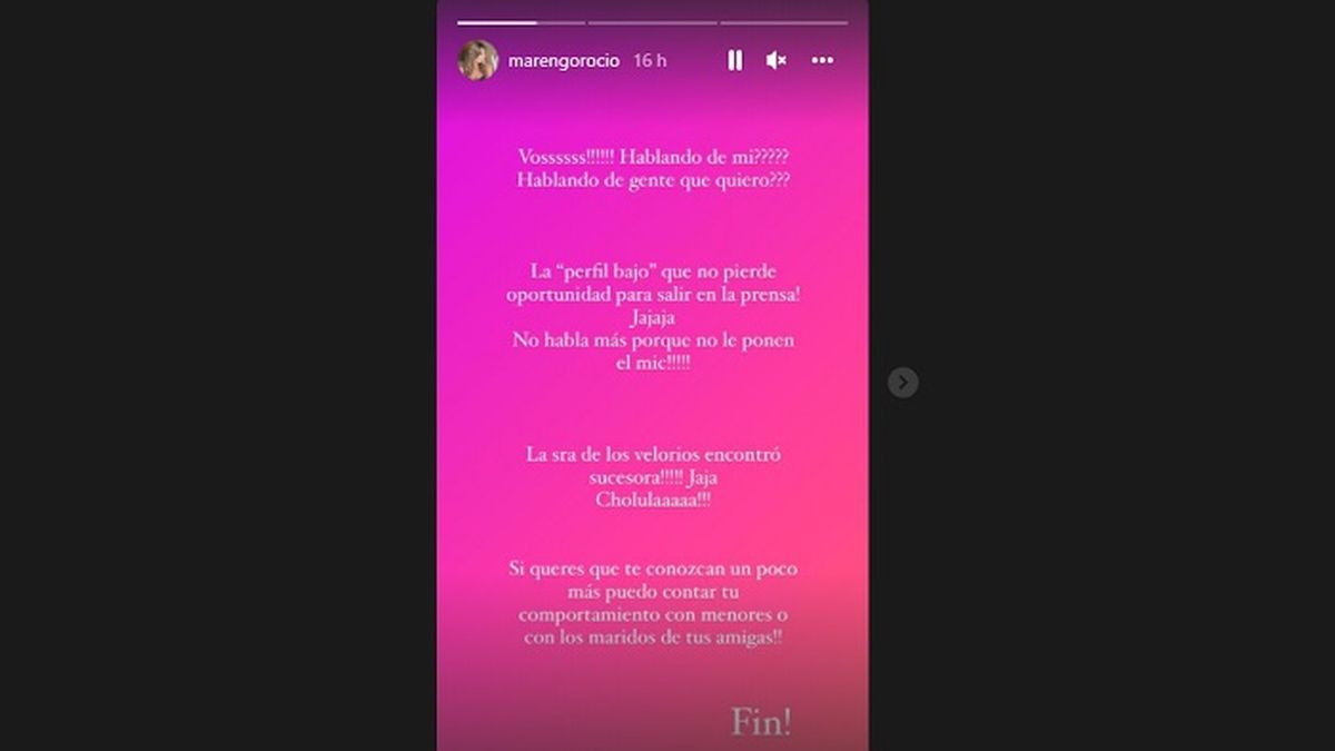 El furioso mensaje de Rocío Marengo de las últimas horas. 