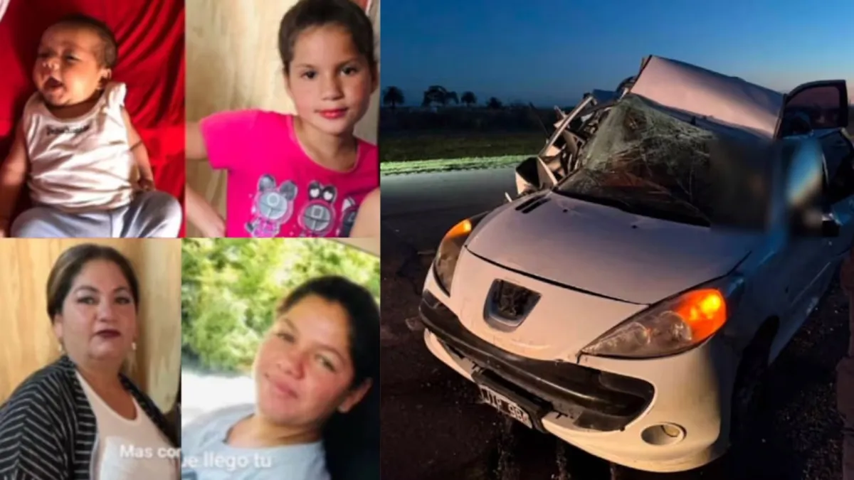 A la izquierda, cuatro de las cinco víctimas fatales que viajaban en el Peugeot 207. (Foto: gentileza Nidia Báez)