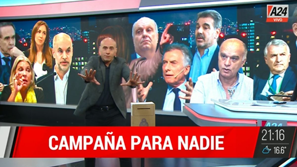 Esteban Trebucq cargó contra los políticos en el marco de las elecciones 2023: Campaña para nadie. (Foto: captura A24)
