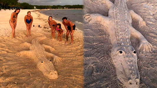 La obra de arte en la playa de la familia de Laurita para Rufina, la hija de Nico Cabré