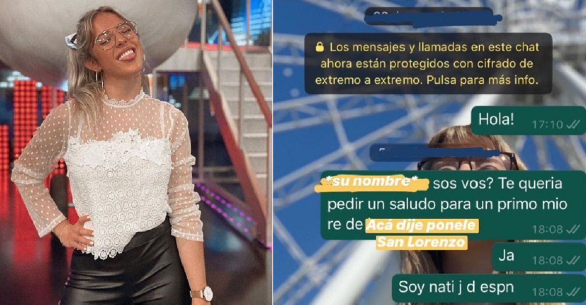 Nati Jota mostró el WhatsApp que le envió a un futbolista: ¡Y no tuvo respuesta!