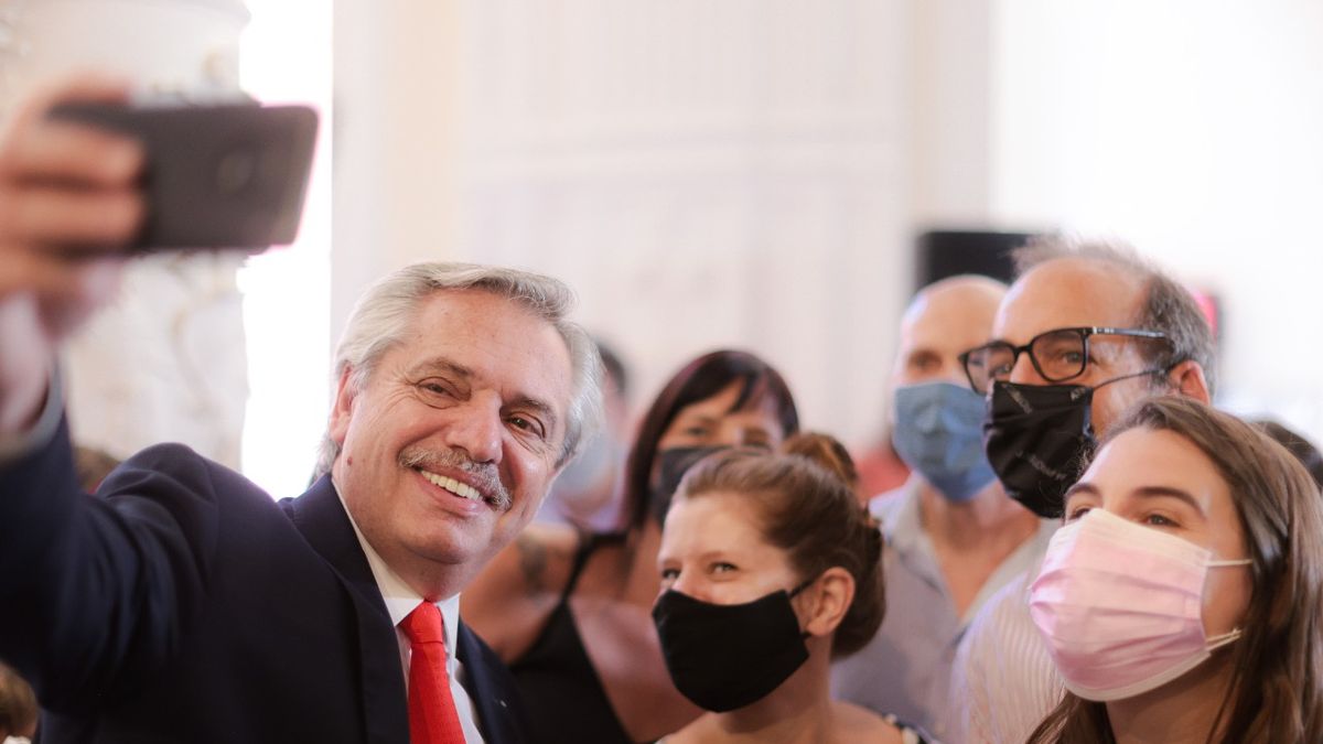 Alberto Fernández durante el brindis por Fin de Año 2021