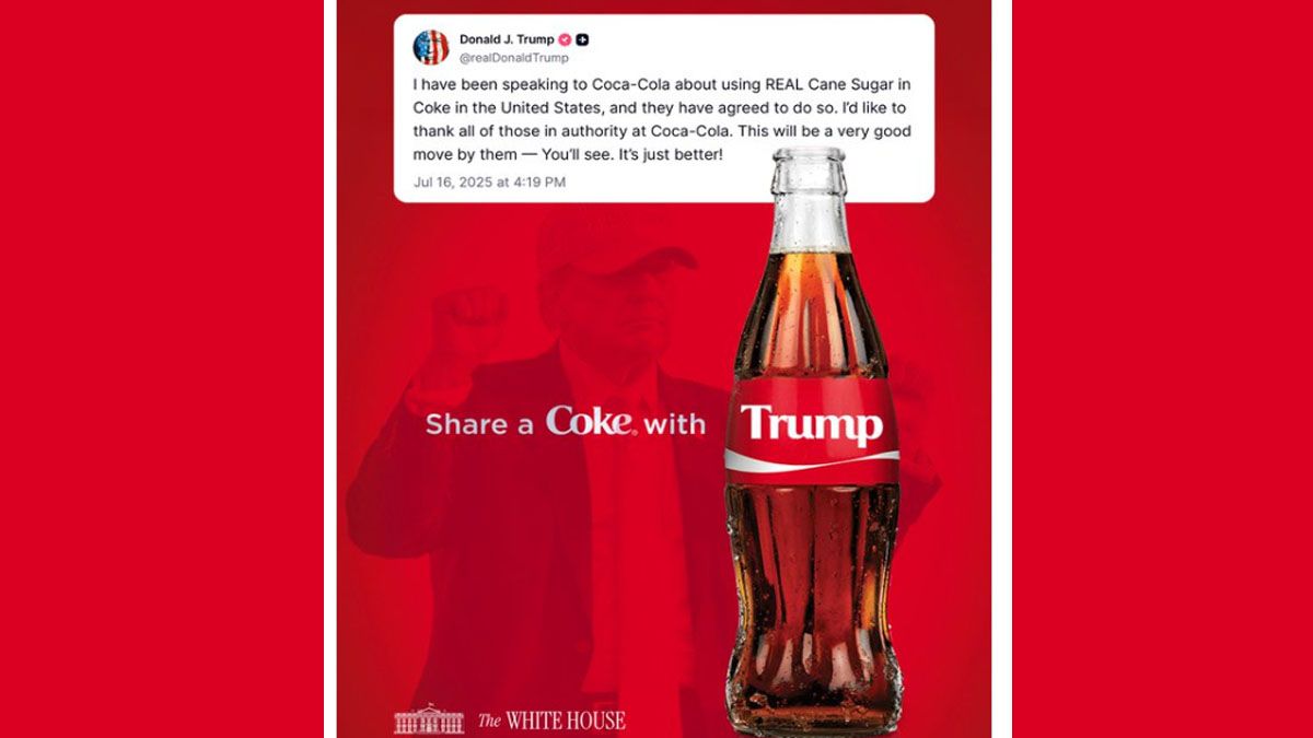 El mensaje de Trump para que Coca cambie la manera de endulzar a la popular gaseosa. (Foto: Cuenta de La Casa Blanca de X)