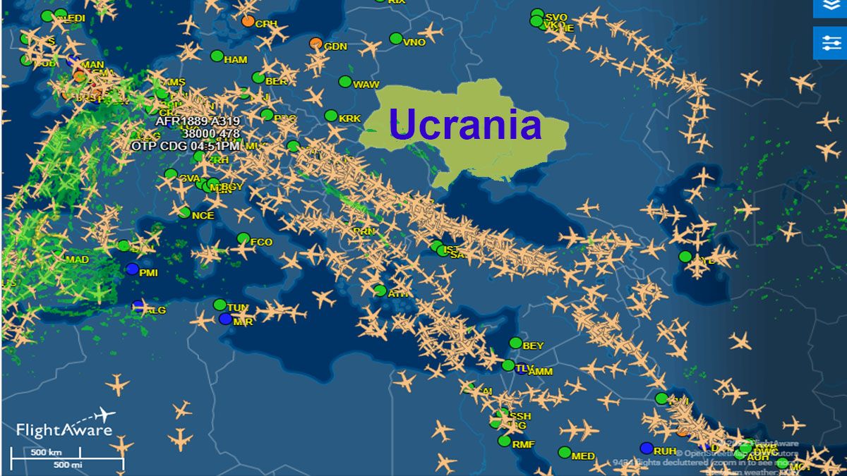 Por seguridad , el espacio aéreo ucraniano parece un 