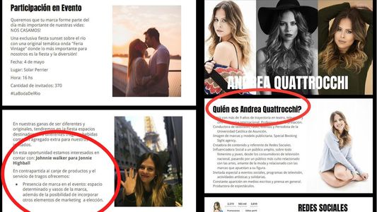 Critican a Andrea Quattrochi por pedir canjes para su boda y ella se justifica
