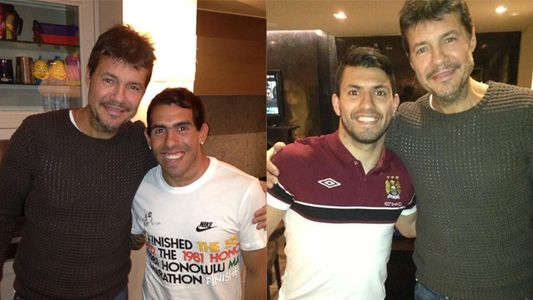 Tinelli cenó en Manchester con Tevez y el Kun