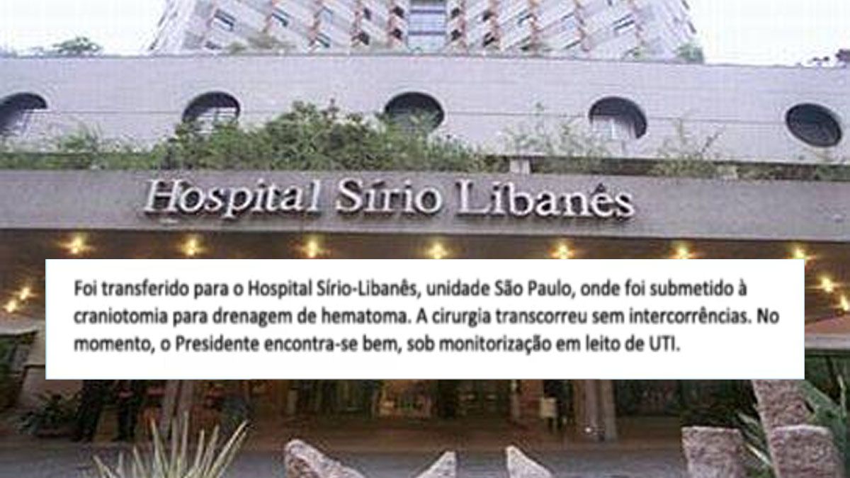 Primer parte médico sobre la inervención al presidente Lula da Silva.(Foto:Captura de TV)