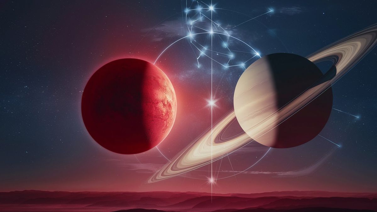 Astrología: 4 signos del zodíaco se verán beneficiados por Marte en oposición a Saturno en Sagitario. (Foto: Ideogram)