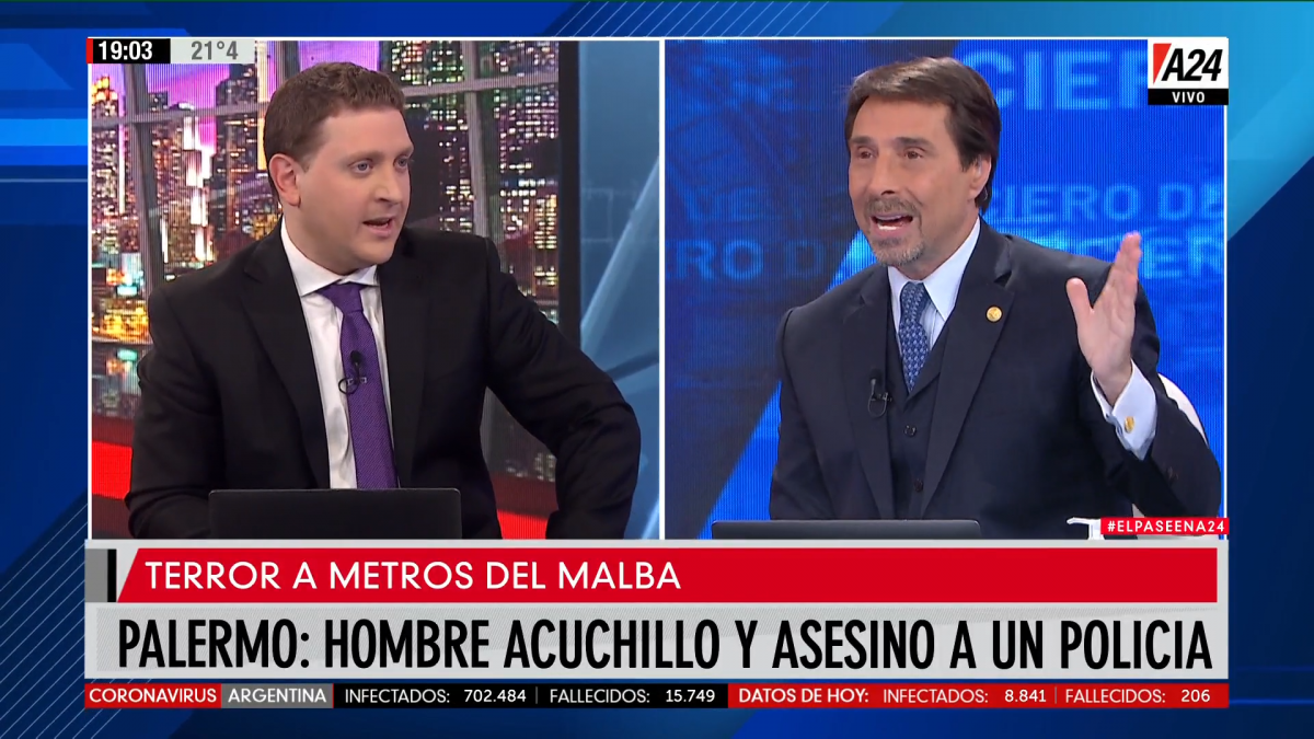 El pase en A24: Feinmann y Viale discutieron el caso del policía asesinado y la polémica por las pistolas taser