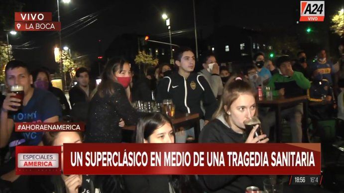 Pese a las restricciones, hinchas de Boca coparon los bares para ver el Superclásico