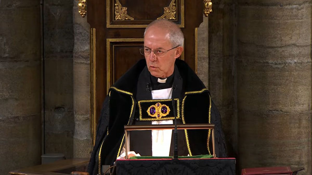 El sermón en la abadía de Westminster, a cargo del arzobispo de Canterbury, Justin Welby (Foto: Captura de TV)