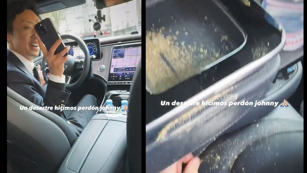 Johnny, el chofer chino de Colapinto, graba con su celular el 