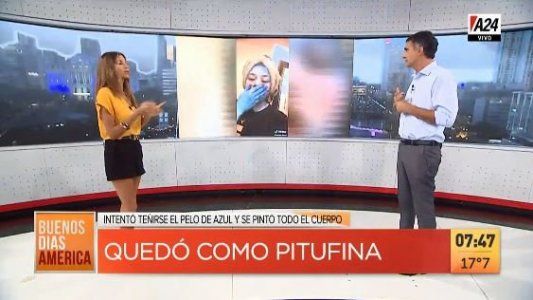 Se quiso teñir el pelo de azul, algo salió mal y quedó como Pitufina