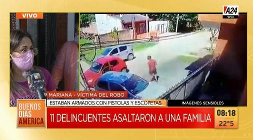 Golpe comando de 11 ladrones para robarle a una familia en Moreno