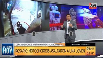 rosario: asi la victima se entrega ante un robo motochorro