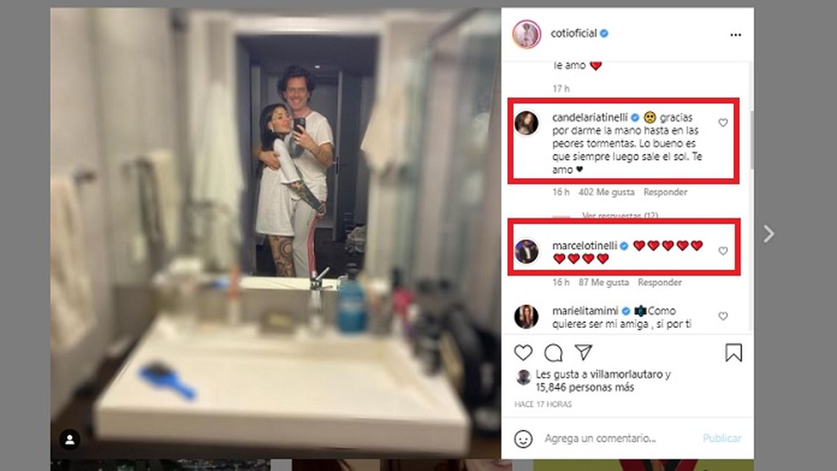Cande Tinelli ante la declaración de amor de su pareja Coti Sorokin, a 9 meses de consolidada la relación amorosa. 