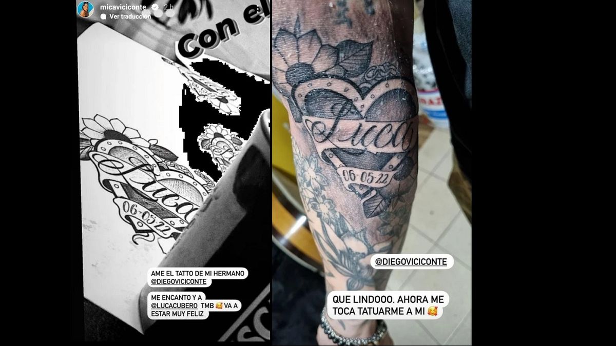 Emotivo tatuaje del hermano de Mica Viciconte dedicado a Luca